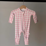 Zip Romper | Pink Checkerboard