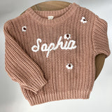 Chunky Knit Sweater | Tan | Name Embroidery