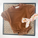 Bubble Romper | Brown | Name Embroidery