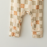 Bamboo Flutter Sleeve Romper | Checkerboard