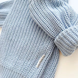 Chunky Knit Sweater | Blue | Name Embroidery