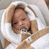 Plush Blanket | Tan Checkerboard