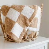 Plush Blanket | Tan Checkerboard