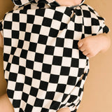 Hooded Short Romper | Checkerboard