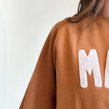 Mama Waffle Sleeve Crewneck |Faded Autumn