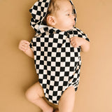 Hooded Short Romper | Checkerboard