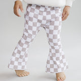 Checkered Flare Pants | Latte