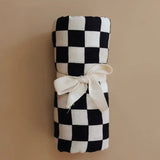 Muslin Swaddle Blanket | Black Checkerboard