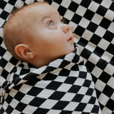 Muslin Swaddle Blanket | Black Checkerboard