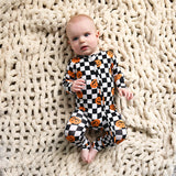 Zip Romper | Checkered Pumpkins