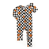 Zip Romper | Checkered Pumpkins