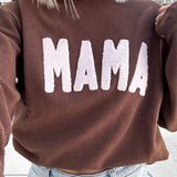 Mama Waffle Sleeve Crewneck |Mocha